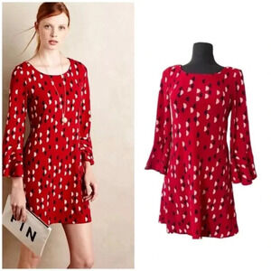 Maeve RED dress Flounce Sleeves X Small